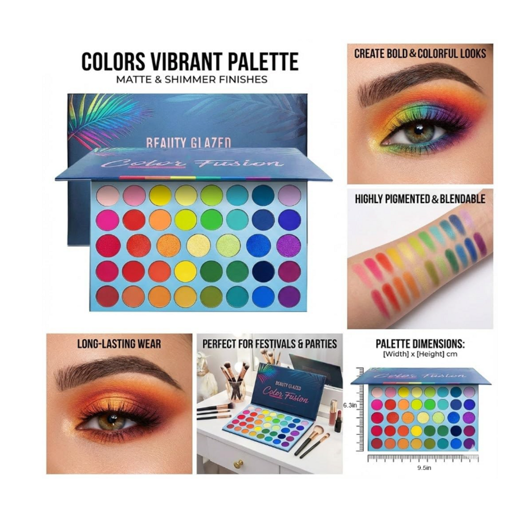 39-Shade Matte & Metallic Rainbow Eyeshadow Palette — vibrant makeup palette for creating bold carnival and festival looks