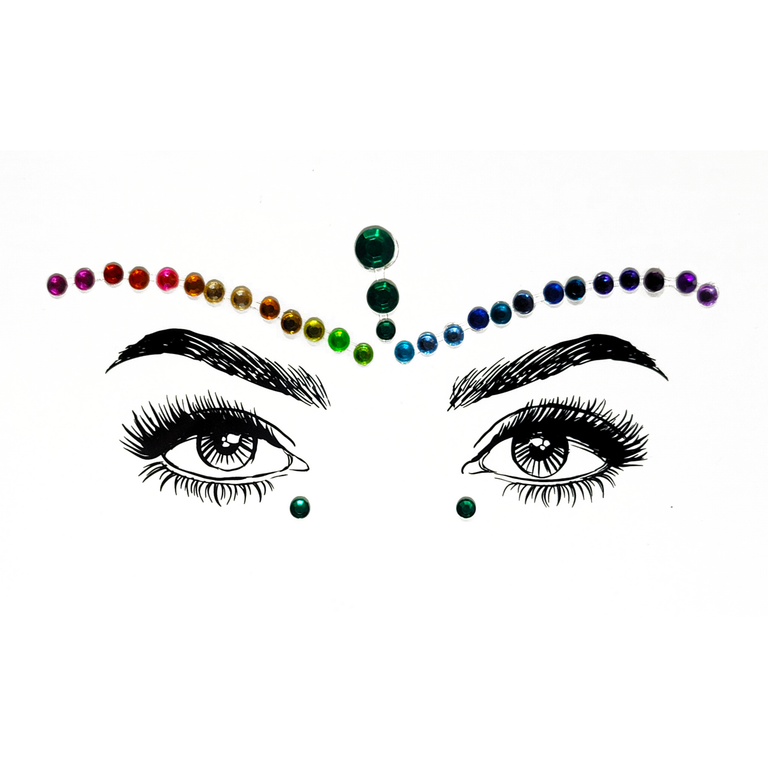 Aarya Face Gem Stickers – multicolor crystal, rhinestone and gemstone design for face, body and nails