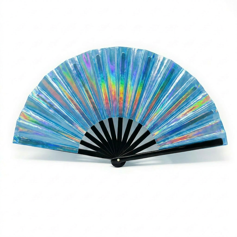 Blue Road Ready Holographic Clacker Fan – noise-making hand clapper for fetes, jouvert and carnival