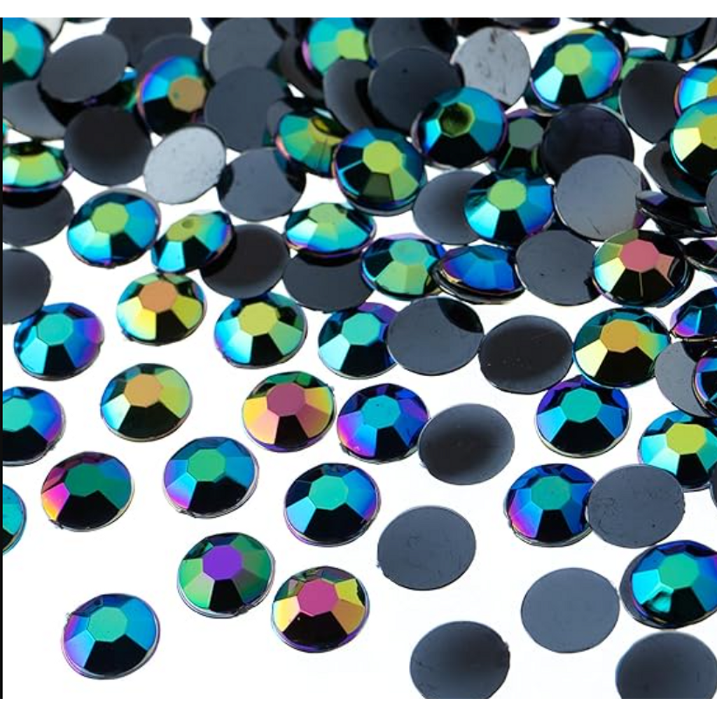 Blue Yellow AB Round Flatback Rhinestone SS40 8MM