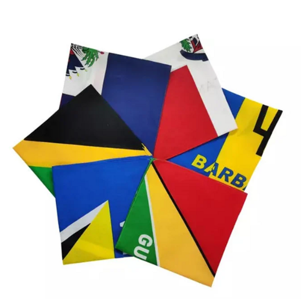 Antigua & Barbuda Flag Square Cotton Bandanas-Square cotton bandana featuring the vibrant colors of each Caribbean island. Bandana and Rag perfect for any fete