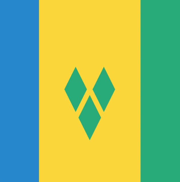 St. Vincent Flag Square Cotton Bandanas in St. Vincent and Grenadines