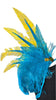 Caribbean Sunrise Feather Small Collar Wings featuring vibrant turquoise blue and sunny yellow feathers with sparkling accents; lightweight, adjustable, and handmade for carnival and festival wear. #CARNIVALFEATHERS #CARNIVAL #CARNIVALCOSTUMES
