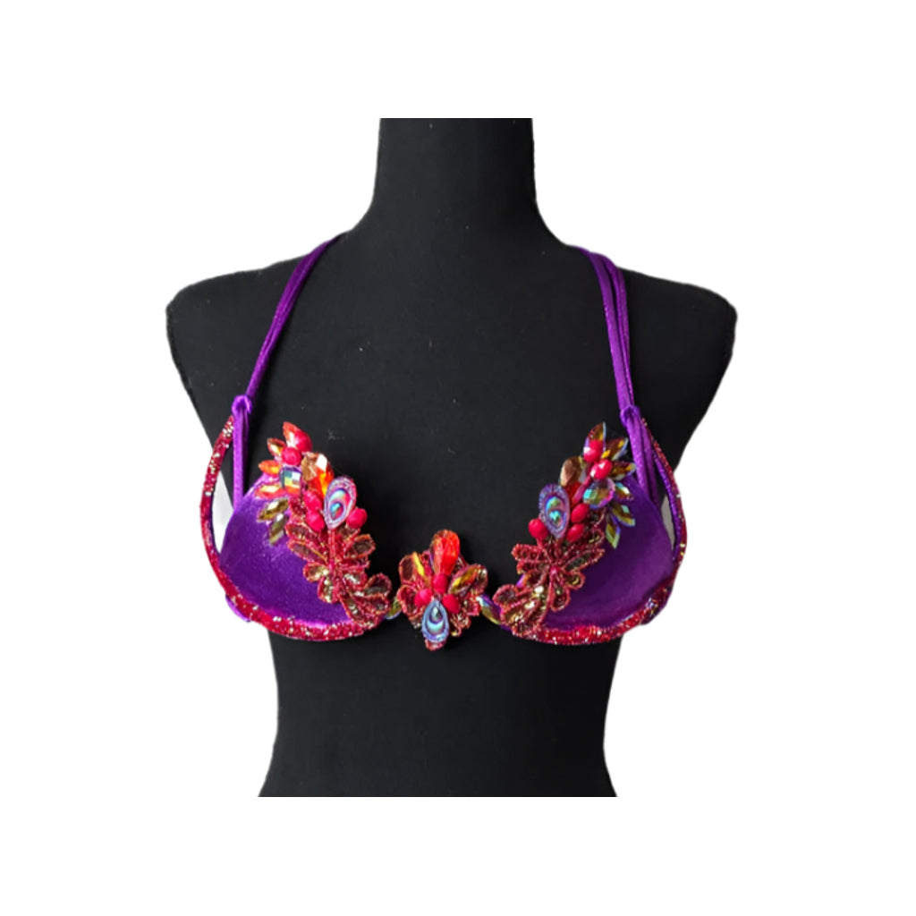 Carnival Orchid Flame Decorated Wire Bra-Carnival Orchid Flame Decorated Wire Bra – front view