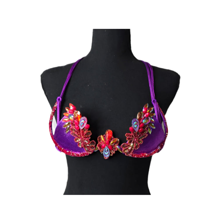 Carnival Orchid Flame Decorated Wire Bra – front view