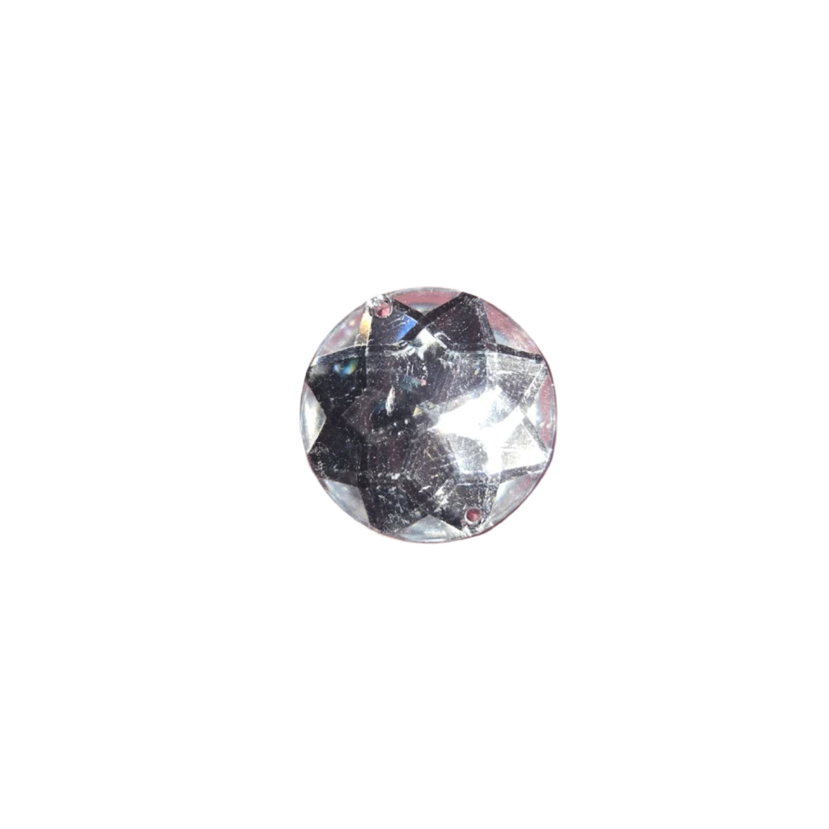 Clear Circle Flatback Rhinestone Star Pattern 20MM-Detailed view of a 20mm clear circle flatback rhinestone with a square pattern, ideal for enhancing carnival costumes and custom designs