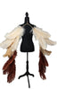 Desert Sands Feather Plume Tail featuring an elegant ombré blend of cream, tan, and rich brown ostrich feathers with sparkling accents; lightweight, adjustable, and handmade to attach easily to any carnival backpack for a dramatic, earthy flair. #CARNIVALFEATHERS #CARNIVAL #CARNIVALCOSTUMES