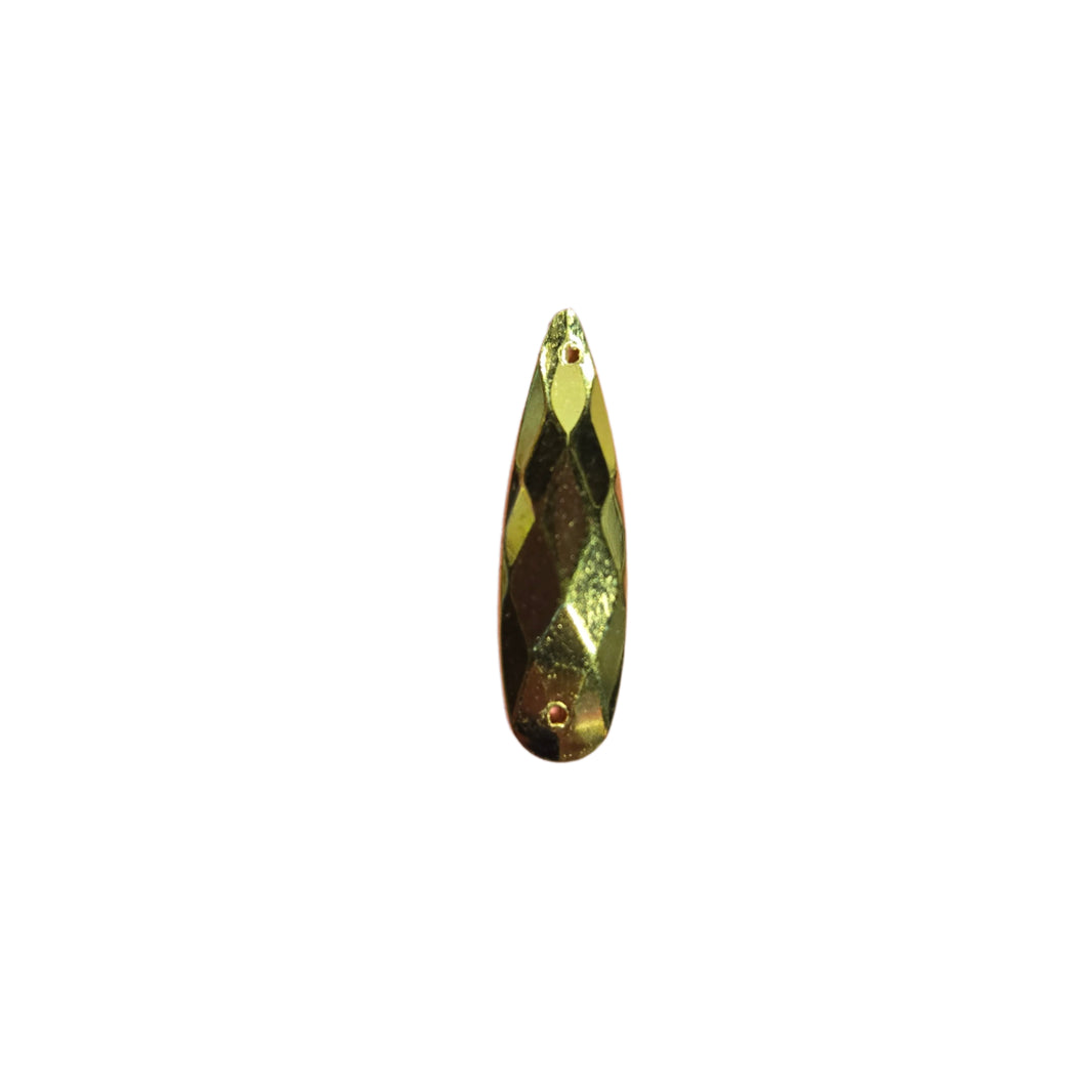Gold Teardrop Sew-On Flatback Rhinestone 6x27MM-Gold teardrop sew-on flatback rhinestone, 6x27MM, perfect for adding elegance to carnival costumes and custom designs