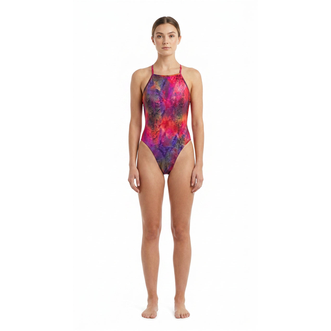 Inferno Serpent One-Piece Monokini Swimsuit Mondaywear — bold one-piece swimsuit for carnival Monday wear, fetes, festivals, pool, and beach