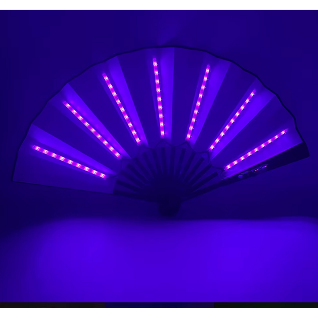 LED Glow Foldable Hand Fan-LED Glow Foldable Hand Fan featuring vibrant glowing LED lights with fluorescent discoloration