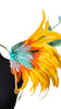 Mango Splash Feather Small Collar Wings featuring a vibrant blend of sunny yellow, orange, and aqua blue feathers with sparkling embellishments; lightweight, adjustable, and handmade for carnival and festival wear. #CARNIVALFEATHERS #CARNIVAL #CARNIVALCOSTUMES