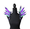 Mystic Mermaid Feather Small Collar Wings featuring iridescent turquoise, lavender, and blue feathers with sparkling embellishments; lightweight, adjustable, and handmade for carnival and festival wear. #CARNIVALFEATHERS #CARNIVAL #CARNIVALCOSTUMES