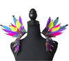 Purple Mini Rain Feather Small Collar Wings featuring vibrant purple, silver, and indigo feathers with sparkling accents; lightweight, adjustable, handmade carnival accessory—perfect for festivals and performances. #CARNIVALFEATHERS #CARNIVAL #CARNIVALCOSTUMES