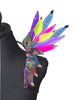 Purple Mini Rain Feather Small Collar Wings featuring vibrant purple, silver, and indigo feathers with sparkling accents; lightweight, adjustable, handmade carnival accessory—perfect for festivals and performances. #CARNIVALFEATHERS #CARNIVAL #CARNIVALCOSTUMES