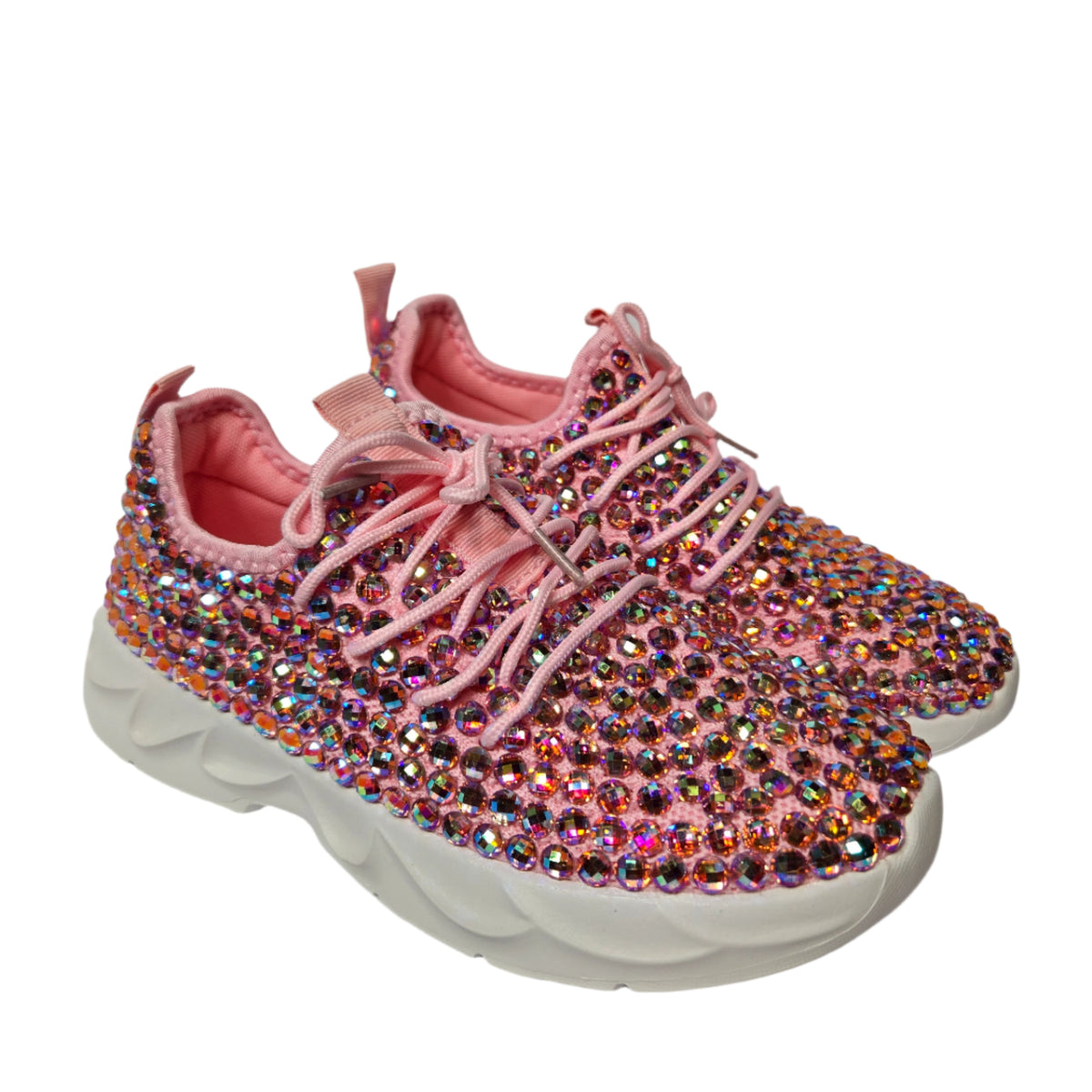 Perfectly Pink AB Rhinestone Sneakers-Perfectly Pink AB Rhinestone Sneakers — sparkling rhinestone sneakers for comfortable style on the carnival road
