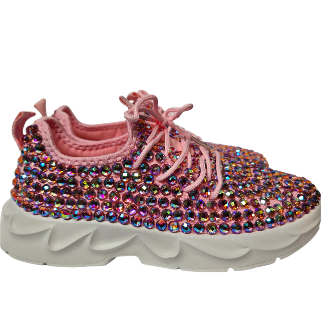 Perfectly Pink AB Rhinestone Sneakers — sparkling rhinestone sneakers for comfortable style on the carnival road