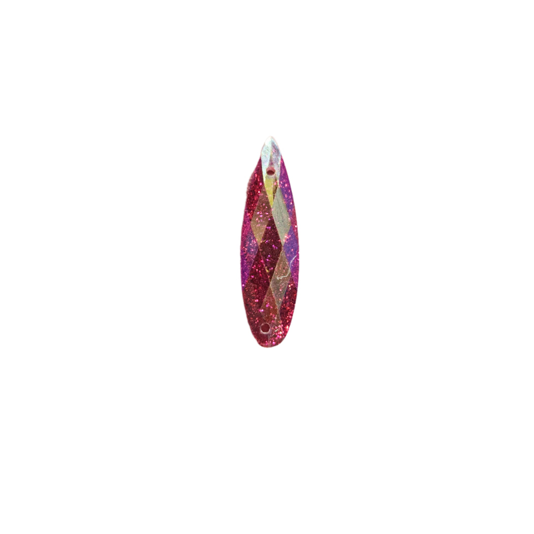 Pink teardrop sew-on flatback rhinestone, 6x27MM, ideal for adding elegance to carnival costumes and custom designs