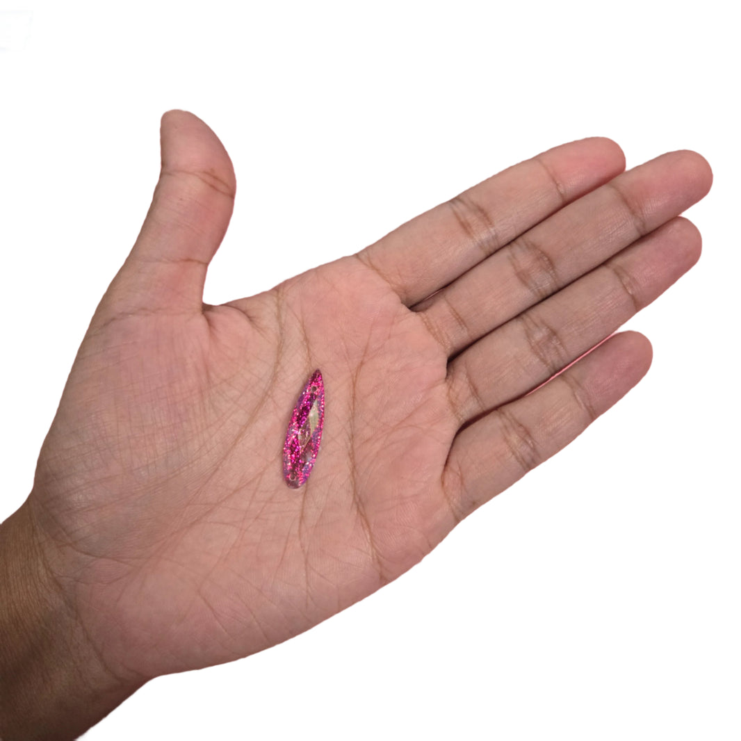 Pink teardrop sew-on flatback rhinestone, 6x27MM, ideal for adding elegance to carnival costumes and custom designs