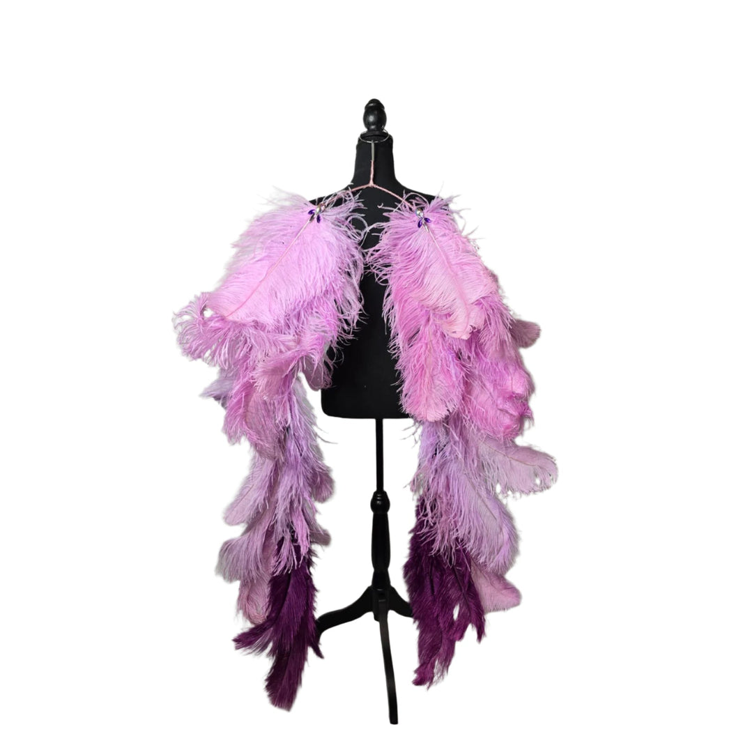 Purple Ombre Feather Tail-Purple Ombre Feather Tail featuring a stunning gradient of light lavender to deep purple ostrich plumes with sparkling accents