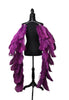 Purple Plum Feather Tail featuring deep purple ostrich plumes and sparkling gems; lightweight, adjustable, and handmade to attach easily to any carnival backpack for an extra dramatic flair. #CARNIVALFEATHERS #CARNIVAL #CARNIVALCOSTUMES