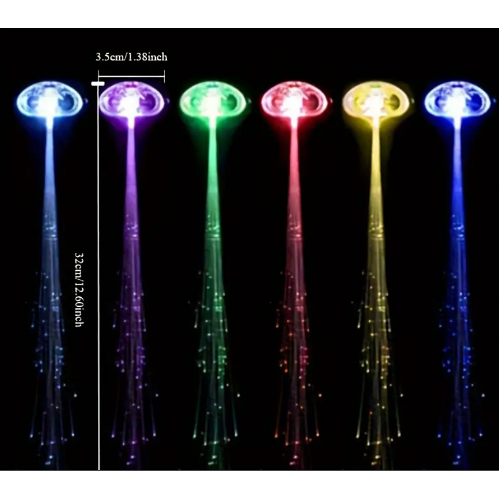 RadiantGlow LED Hair Light Clips featuring colorful fiber optic lights, crafted from durable PVC material