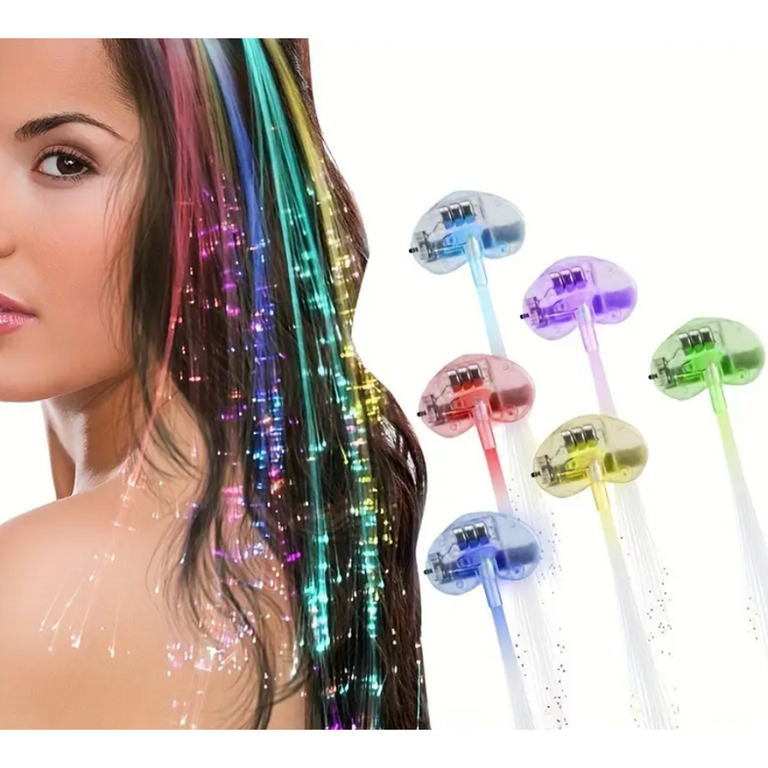 RadiantGlow LED Hair Light Clips – colorful fiber optic lights, durable PVC
