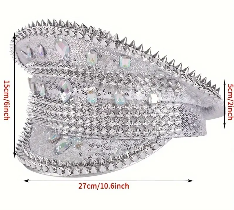 Rebel Chic Festival Hat featuring edgy rivets and a bold design, perfect for festivals, carnivals, and themed events. Made from 100% non-woven fabric for lightweight comfort and standout style. #carnivalmw