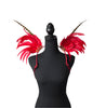 Red Carnival Feather Small Collar Wings featuring a bold blend of vibrant red and brown feathers with dramatic accents; lightweight, adjustable, and handmade for carnival and festival wear. #CARNIVALFEATHERS #CARNIVAL #CARNIVALCOSTUMES