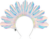 ShimmerGlow LED Light-Up Crown Headband featuring a vibrant iridescent design with glowing LED lights, perfect for festivals, carnivals, and parties. Lightweight, adjustable, and durable for all-night comfort and style. #carnivalmw