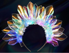 ShimmerGlow LED Light-Up Crown Headband featuring a vibrant iridescent design with glowing LED lights, perfect for festivals, carnivals, and parties. Lightweight, adjustable, and durable for all-night comfort and style. #carnivalmw