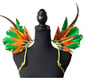Tropical Flame Feather Small Collar Wings, featuring vibrant orange, yellow, and red feathers in a bold, tropical design—perfect for carnivals, festivals, and showgirl performances. #CarnivalMW #FestivalFashion #CarnivalReady #FeatherAccessorie