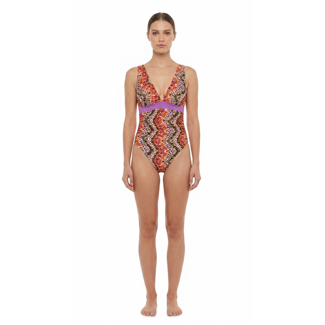 Wild Ember One-Piece Monokini Swimsuit Mondaywear — bold one-piece swimsuit for carnival Monday wear, fetes, festivals, pool, and beach