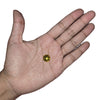 Close-up of a 10mm yellow round flatback rhinestone with a star pattern, perfect for adding a bright and unique touch to carnival costumes and custom designs. Ideal for gluing onto accessories for a vibrant and eye-catching finish. #carnivalmw #carnivalsupplies #wirebra