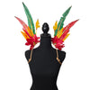 Amazonia Glow small feather collar wings, front view – green, gold and earth-tone feathers | CarnivalMW