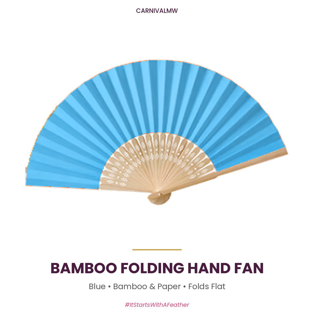 Bamboo Folding Hand Fan in Blue