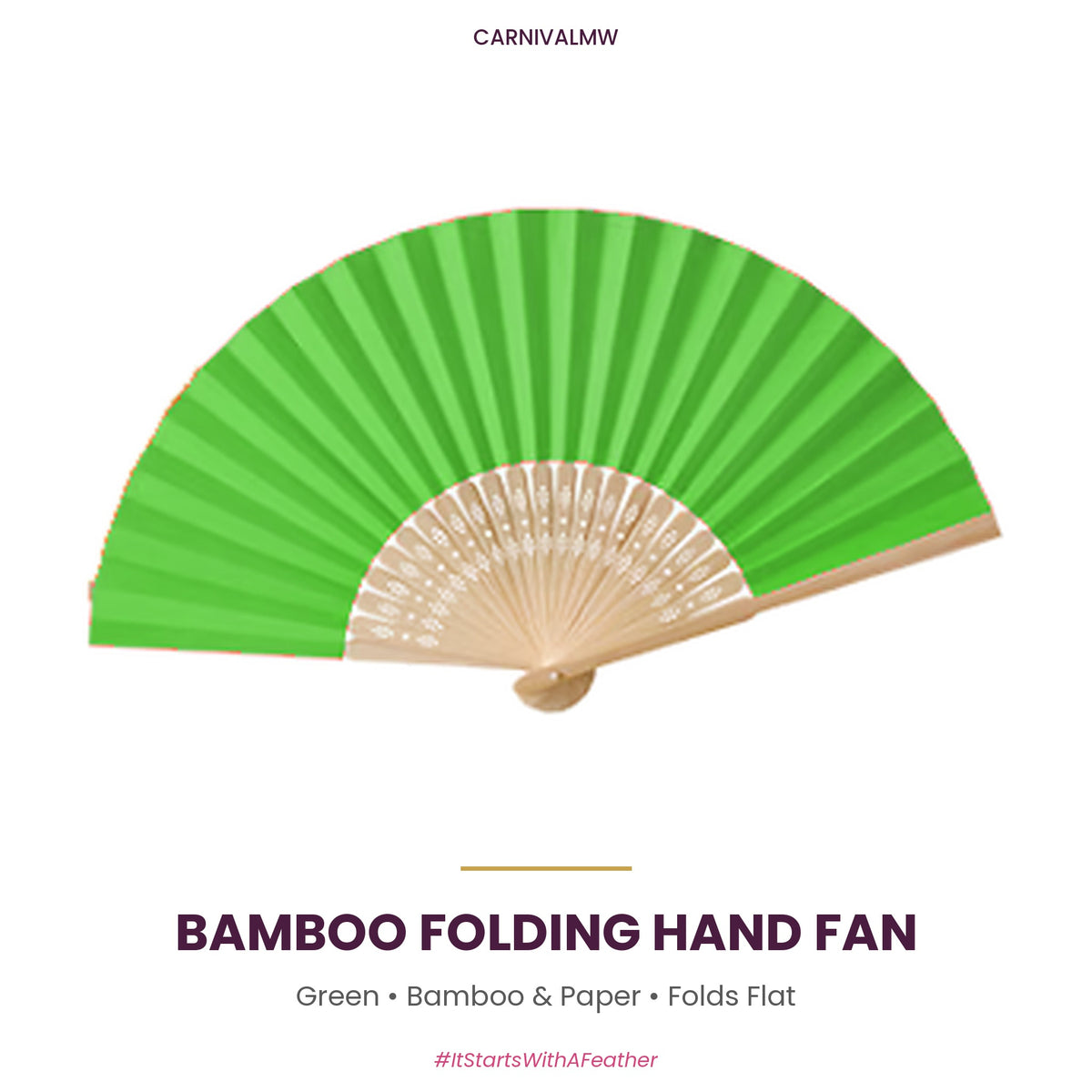 Bamboo Folding Hand Fan-Bamboo Folding Hand Fan in Green