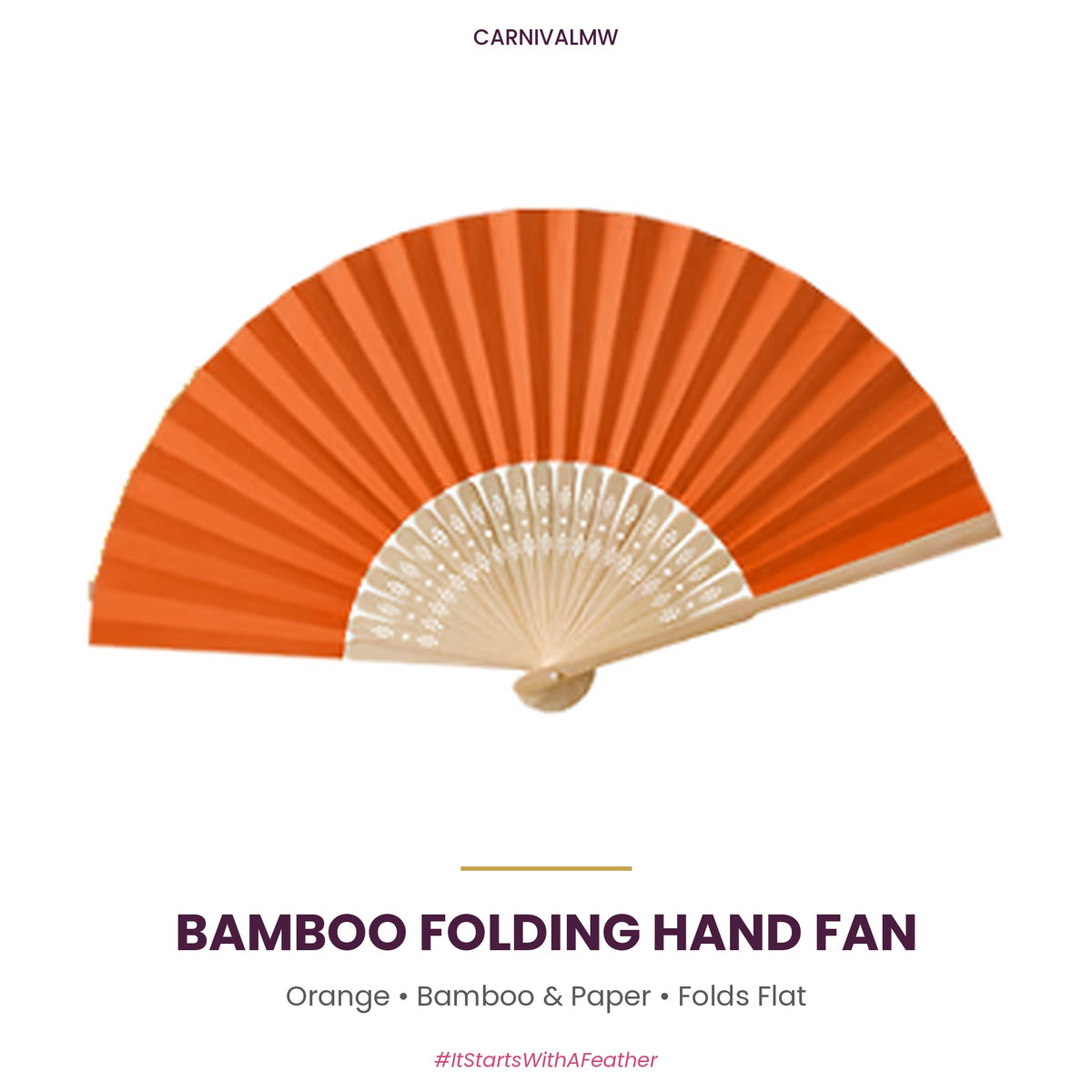 Bamboo Folding Hand Fan-Bamboo Folding Hand Fan in Orange