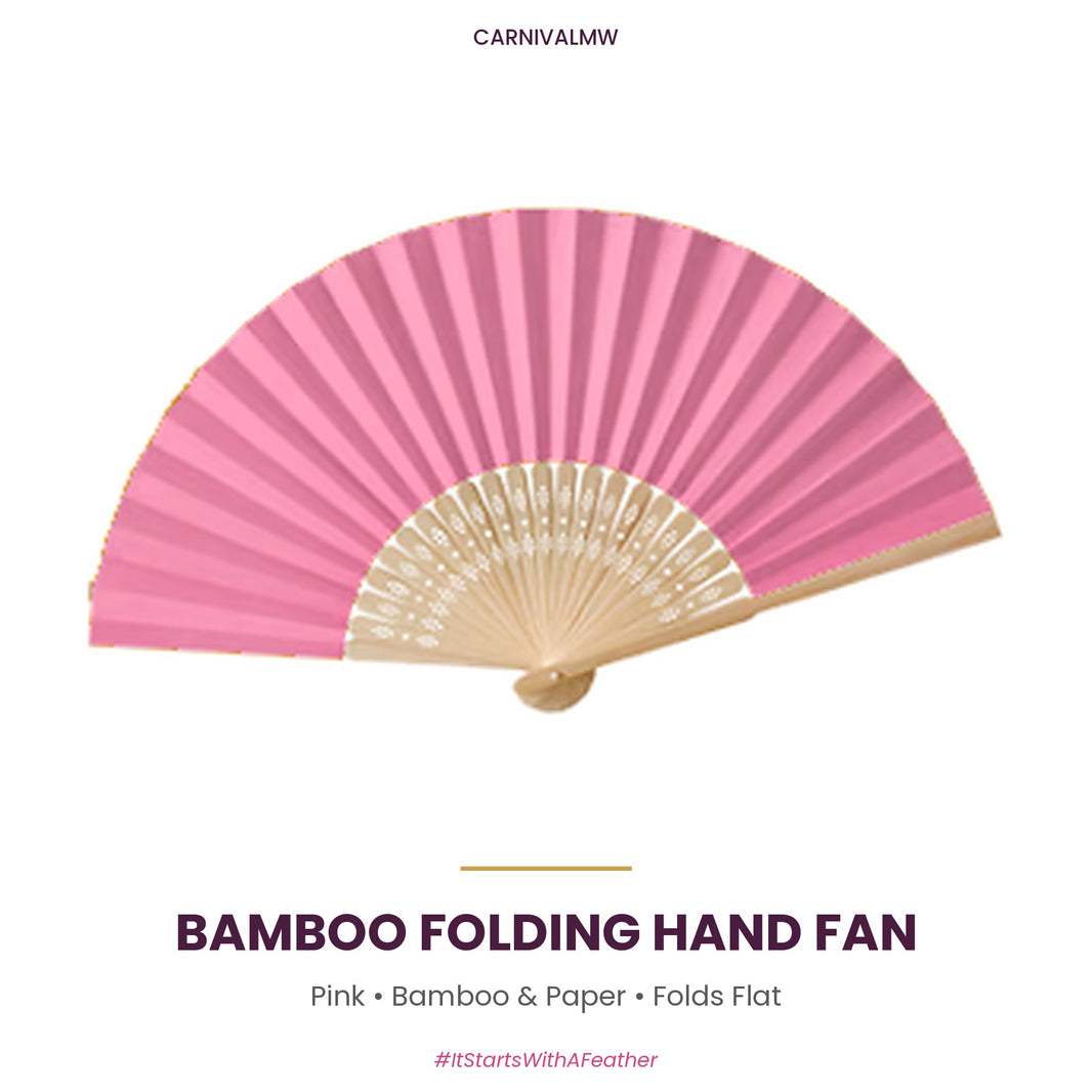 Bamboo Folding Hand Fan-Bamboo Folding Hand Fan in Pink
