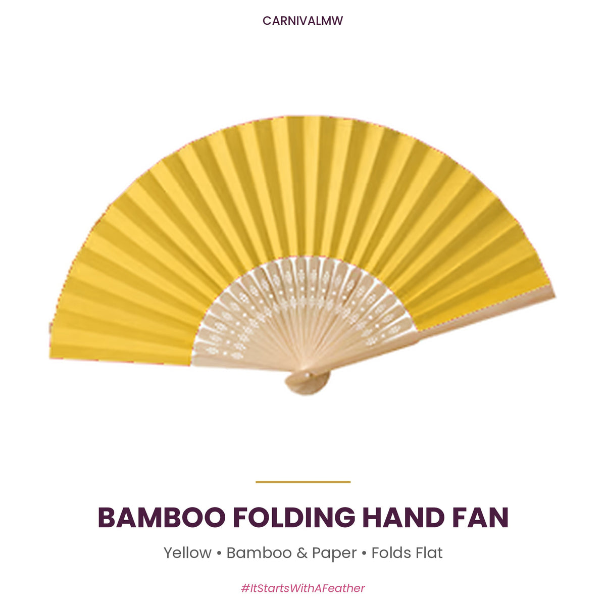 Bamboo Folding Hand Fan-Bamboo Folding Hand Fan in Yellow