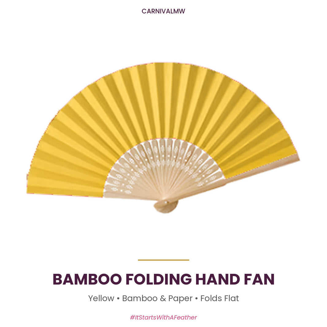 Bamboo Folding Hand Fan-Bamboo Folding Hand Fan in Yellow
