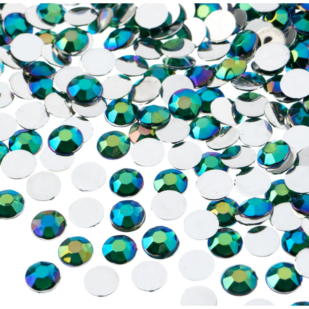 Blue Green AB Round Flatback Rhinestone SS40 8MM