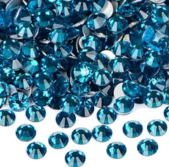 Blue Zircon Round Flatback Rhinestone SS40 8MM — flatback rhinestone for enhancing carnival costumes and custom designs