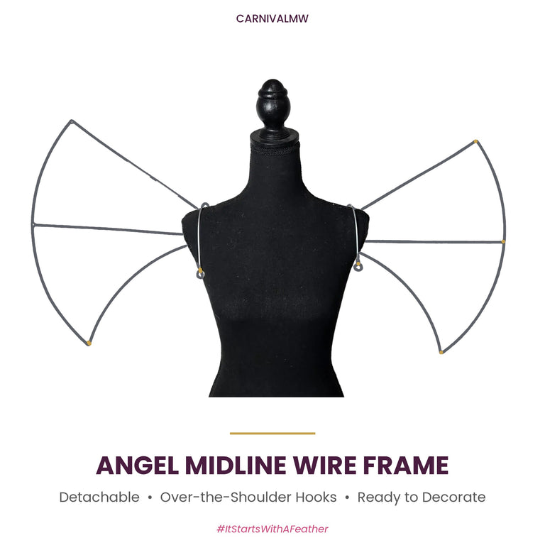 Carnival Detachable Angel Midline Wire Frame – undecorated base on a black dress form