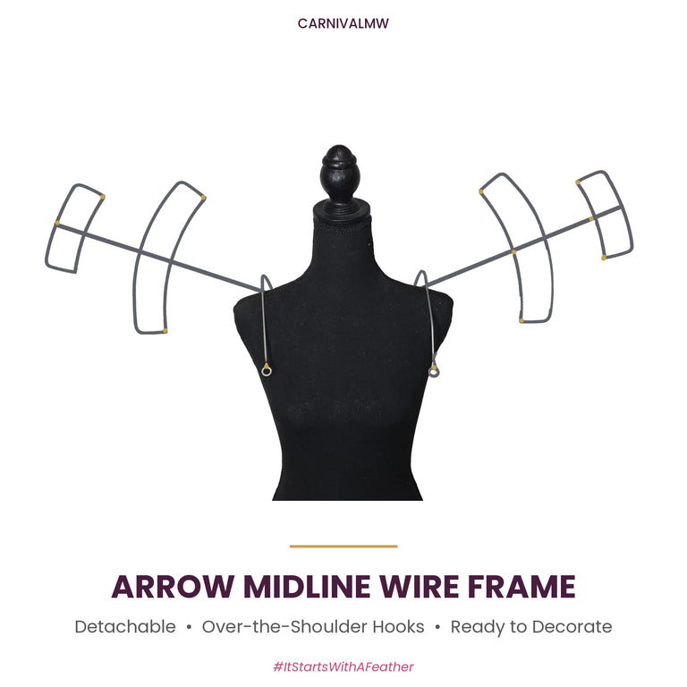 Carnival Detachable Arrow Midline Wire Frame – undecorated base on a black dress form
