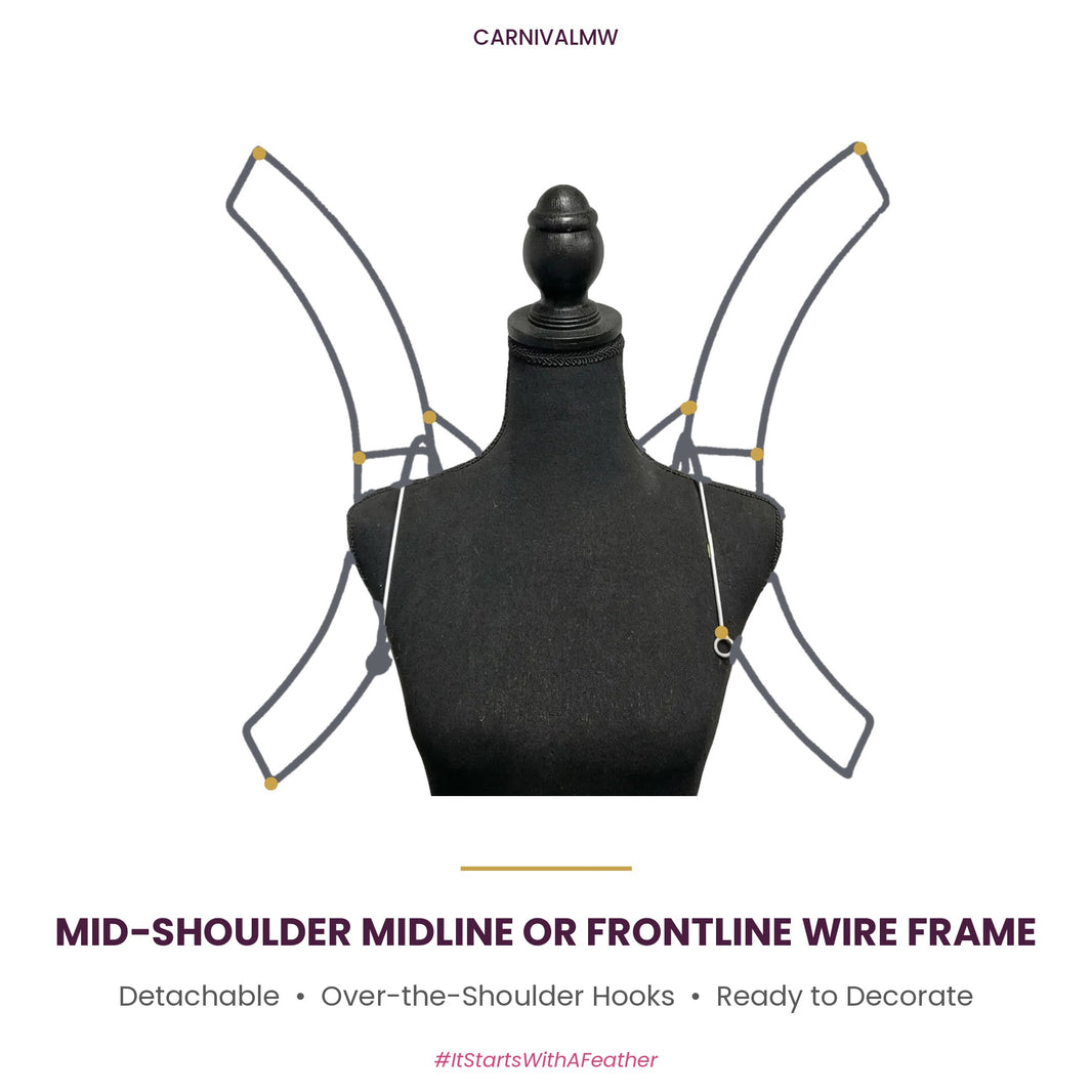 CARNIVALMW Detachable Mid-Shoulder Midline or Frontline Wire Frame on a black dress form