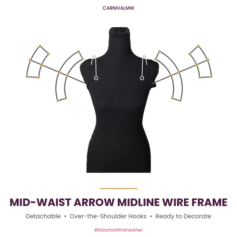 CARNIVALMW Detachable Mid-Waist Arrow Midline Wire Frame on a black dress form