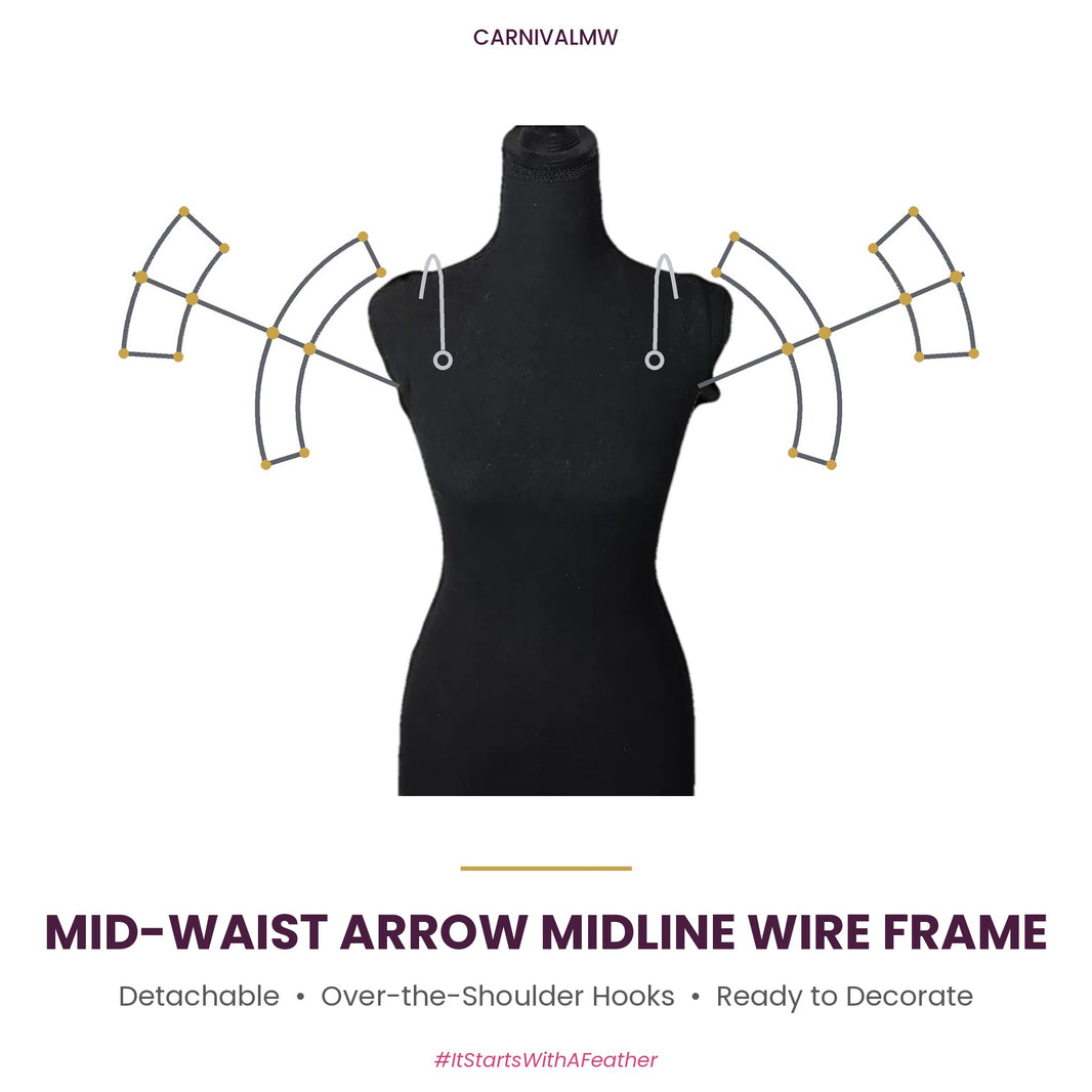 CARNIVALMW Detachable Mid-Waist Arrow Midline Wire Frame on a black dress form