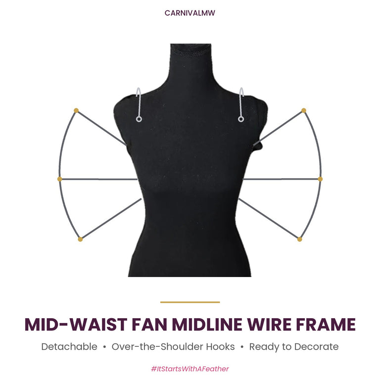 CARNIVALMW Detachable Mid-Waist Fan Midline Wire Frame on a black dress form