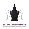 Carnival detachable mid waist semi circle midline wire frame by CARNIVALMW – double-arc semi circle wings with over-the-shoulder hooks on a mannequin, undecorated base for DIY feather backpacks