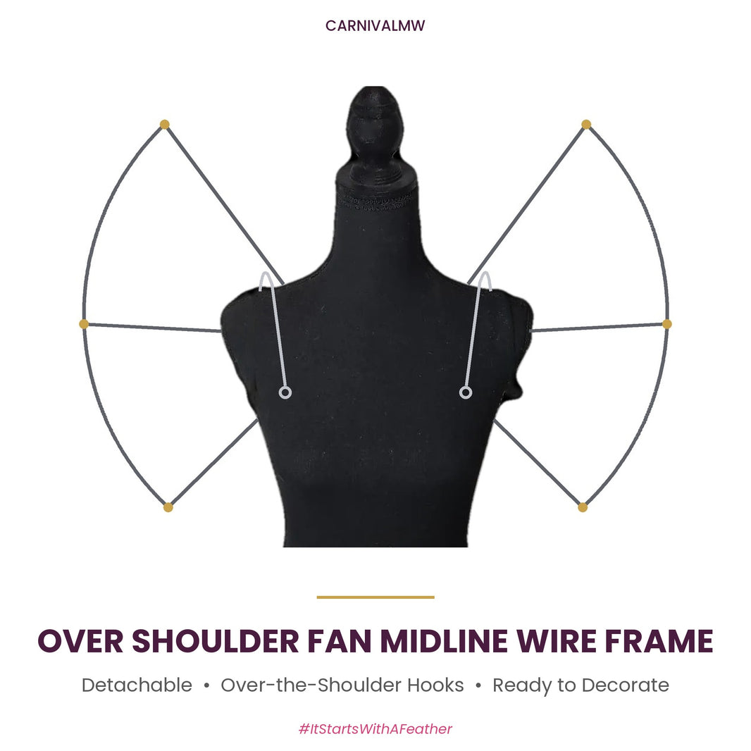 Carnival Detachable Over Shoulder Fan Midline Wire Frame